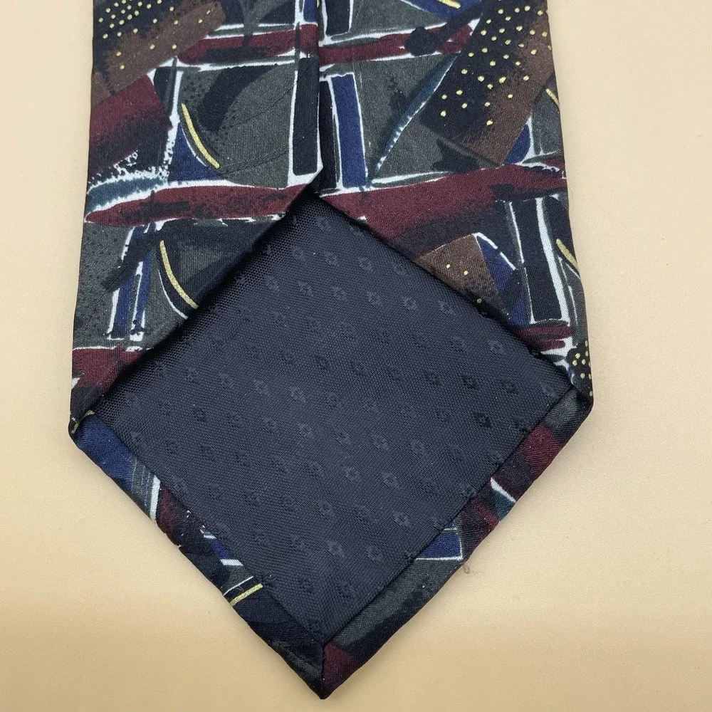 Azia Collection Tie Abstract Gold‎ Red Mens Polyester Necktie USA Work Formal